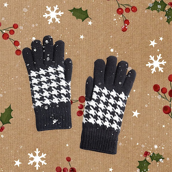 Classic Houndstooth Chenille Lined Gloves - Picture 1 of 3
